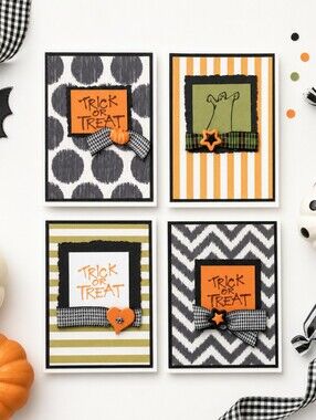 Halloween Note Cards Set of Four • Trick or Treat • Handmade